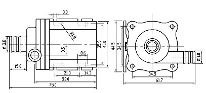 DC40B Series Solar DC Pump Dimension and picture