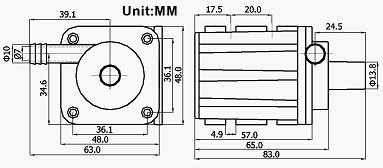 DC40 Series Solar DC Pump Dimension and Picture